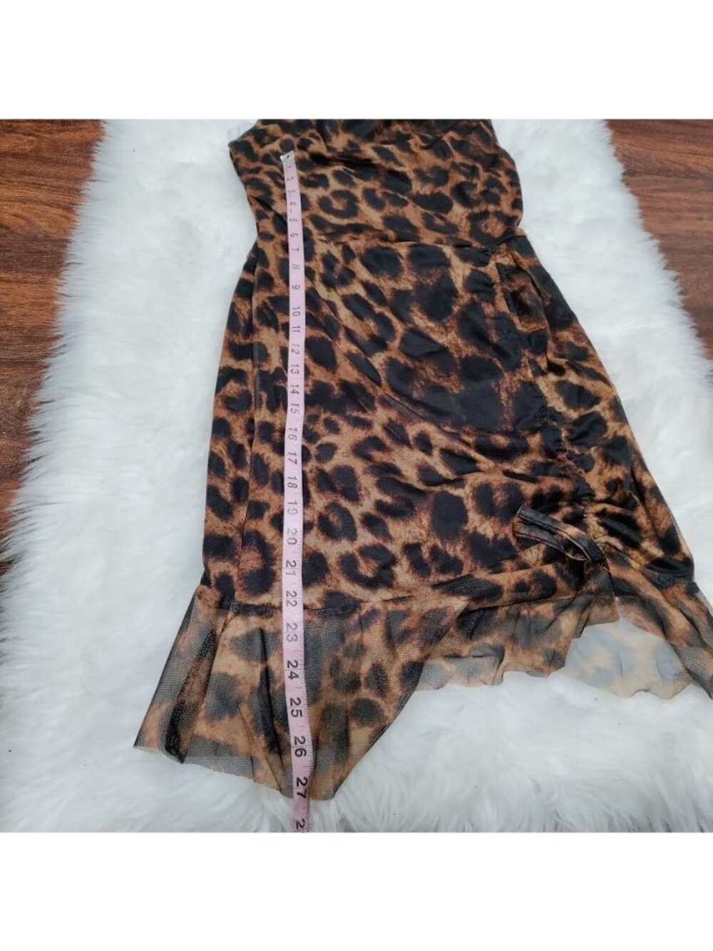 What A Girl Wants Small NWT Cheetah Whimsy Twee Party Sheer Hem Mesh Mini Dress - Picture 8 of 9